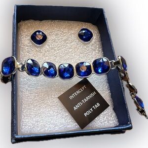 BLUE GLASS EARRINGS & BRACELET SET 🌀🩵🫐